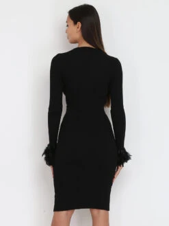 Robe En Maille à Plumes 7 Robe En Maille à Plumes -Logic || Diamond || Zero Soldes Boutique R17 PU29029 BLK 2