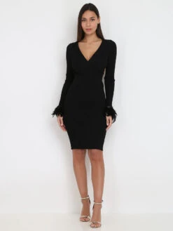 Robe En Maille à Plumes 8 Robe En Maille à Plumes -Logic || Diamond || Zero Soldes Boutique R17 PU29029 BLK 3