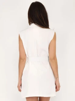 Robe Blazer Sans Manches à Ceinture -Logic || Diamond || Zero Soldes Boutique R28 86060 WHT 2