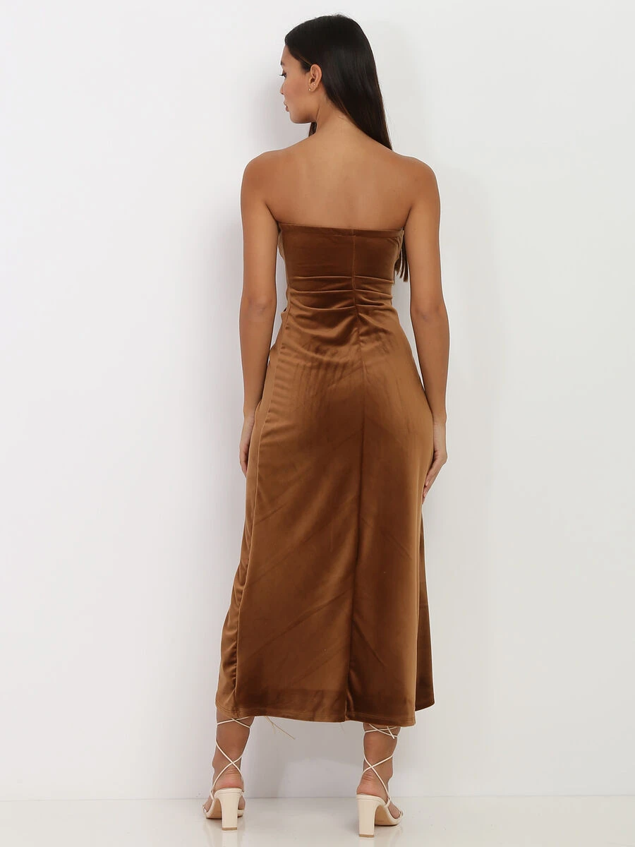 Robe Bustier En Velours Drapé 4 Robe Bustier En Velours Drapé – Image 2