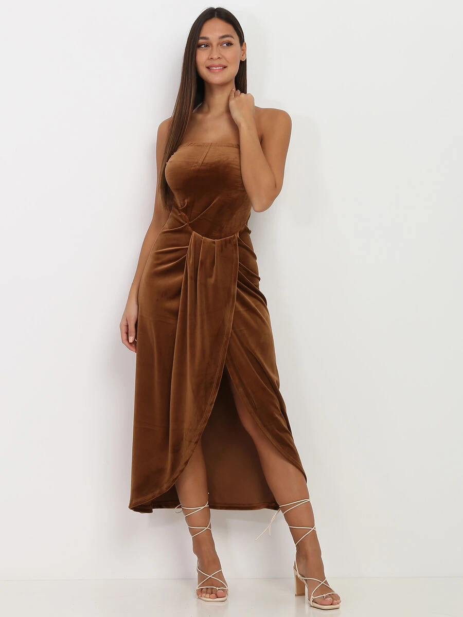 Robe Bustier En Velours Drapé 5 Robe Bustier En Velours Drapé – Image 3