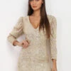 Robe à Sequins Drapée -Logic || Diamond || Zero Soldes Boutique RK18 MY50179 GLD 1
