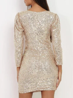Robe à Sequins Drapée -Logic || Diamond || Zero Soldes Boutique RK18 MY50179 GLD 2