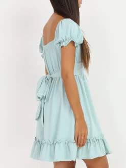 Robe à Volants Et Col Bardot -Logic || Diamond || Zero Soldes Boutique RK19 3522 LTGRN 2