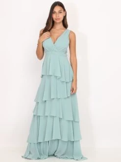 Robe Longue à Volants -Logic || Diamond || Zero Soldes Boutique RK26 R1431 LTGRN 3