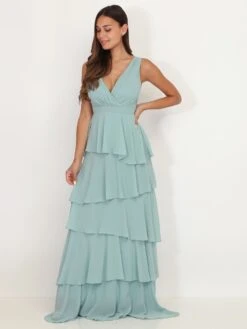 Robe Longue à Volants -Logic || Diamond || Zero Soldes Boutique RK26 R1431 LTGRN 4