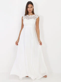 Robe Longue Grandes Tailles à Dentelle -Logic || Diamond || Zero Soldes Boutique RK28 R1275QS WHT 3