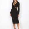Robe Longue Cut Out Effet Plissé -Logic || Diamond || Zero Soldes Boutique S08 15109 2 BLK 1