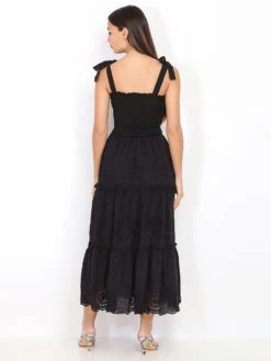 Robe Longue à Volants Et Broderie -Logic || Diamond || Zero Soldes Boutique S09 0913 BLK 2