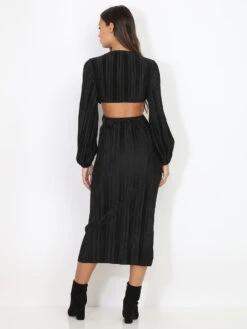 Robe Plissée Cut-out à Anneau Doré -Logic || Diamond || Zero Soldes Boutique S10 3950 BLK 3