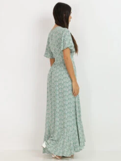 Robe Longue Portefeuille à Fleurs -Logic || Diamond || Zero Soldes Boutique S13 8002 6 GRN 2