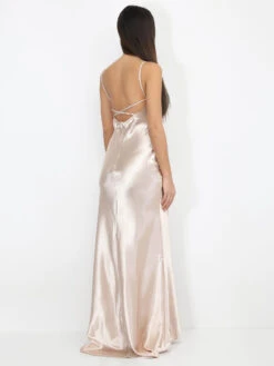Robe Longue Satinée à Col Bénitier -Logic || Diamond || Zero Soldes Boutique S14 12929 1 BGE 2