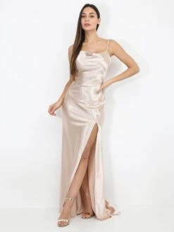 Robe Longue Satinée à Col Bénitier -Logic || Diamond || Zero Soldes Boutique S14 12929 1 BGE 3
