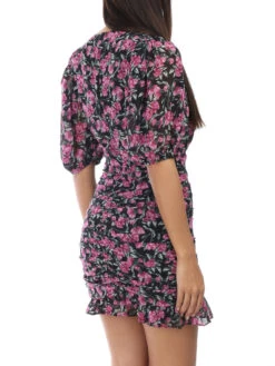 Robe Froncée à Fleurs 6 Robe Froncée à Fleurs -Logic || Diamond || Zero Soldes Boutique S15 12495 BLK 2