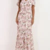 Robe Longue Ceinturée à Fleurs -Logic || Diamond || Zero Soldes Boutique S22 81062 15 WHT 1