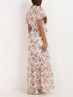 Robe Longue Ceinturée à Fleurs -Logic || Diamond || Zero Soldes Boutique S22 81062 15 WHT 2