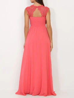 Robe Longue Corail à Dentelle Corail -Logic || Diamond || Zero Soldes Boutique S23 R1275 CRL 2
