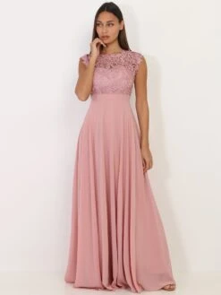 Robe Longue Vieux Rose à Dentelle Vieux Rose -Logic || Diamond || Zero Soldes Boutique S23 R1275 DKPNK 3