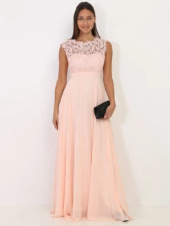 Robe Longue Rose à Dentelle Rose -Logic || Diamond || Zero Soldes Boutique S23 R1275 PNK 3