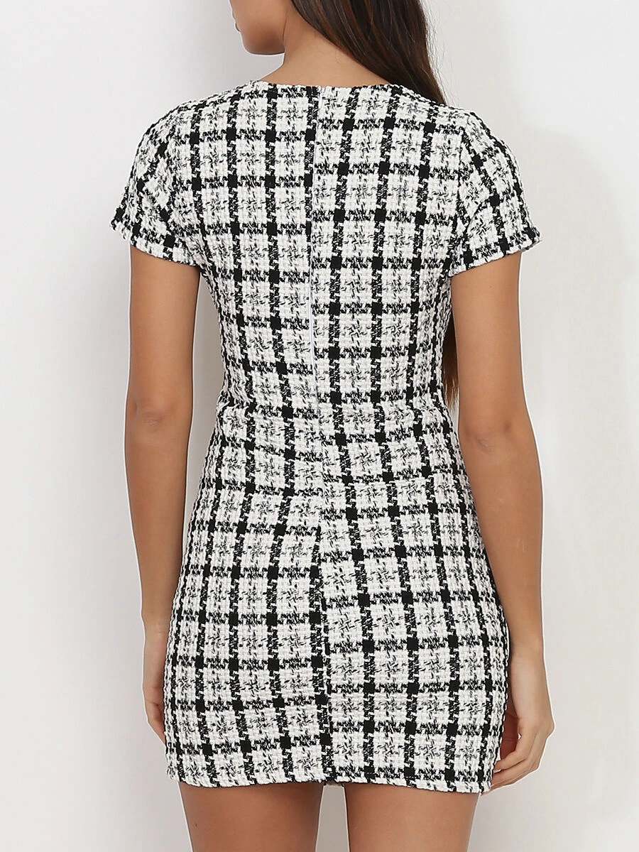 Robe En Tweed à Manches Courtes 4 Robe En Tweed à Manches Courtes – Image 2