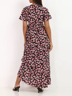 Robe Portefeuillle à Fleurs Et Volants -Logic || Diamond || Zero Soldes Boutique S27 8002 5 BLK 2