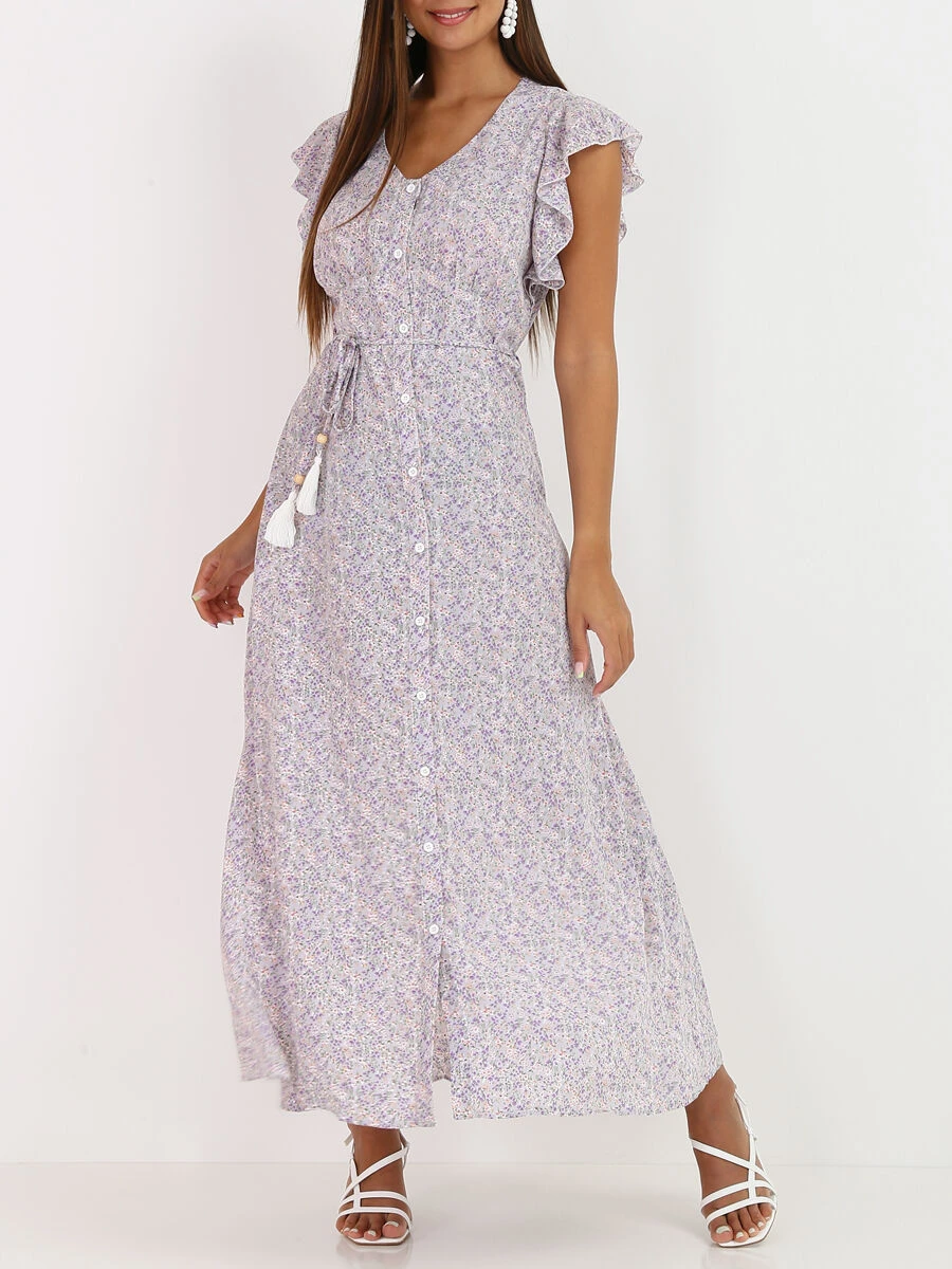 Robe Longue Fleurie Ceinturée 3 Robe Longue Fleurie Ceinturée