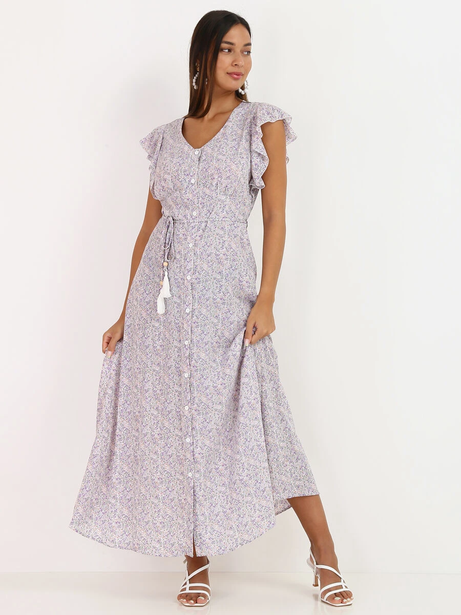 Robe Longue Fleurie Ceinturée 5 Robe Longue Fleurie Ceinturée – Image 3