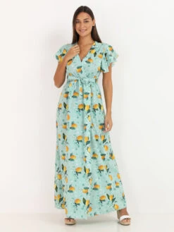 Robe Longue à Motifs Citrons -Logic || Diamond || Zero Soldes Boutique T10 6810 3 LTGRN 3