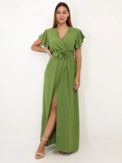 Robe Longue Fendue à Col Cache Coeur -Logic || Diamond || Zero Soldes Boutique T10 6810 OLV 3