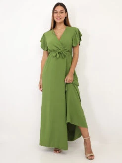 Robe Longue Fendue à Col Cache Coeur -Logic || Diamond || Zero Soldes Boutique T10 6810 OLV 4