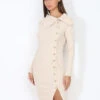 Robe En Maille Côtelée Boutonnée -Logic || Diamond || Zero Soldes Boutique T17 6186 BGE 1