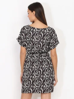 Robe Zébrée à Cordons Et Pampilles -Logic || Diamond || Zero Soldes Boutique T17 6980 10 BLKBGE 2