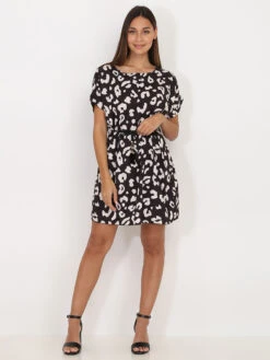 Robe Tachetée à Cordons Et Pampilles -Logic || Diamond || Zero Soldes Boutique T17 6980 9 BLKBGE 3