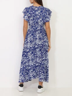 Robe Volantée à Boutons Et Motif Fleurs -Logic || Diamond || Zero Soldes Boutique T20 P8262 N BLU 2