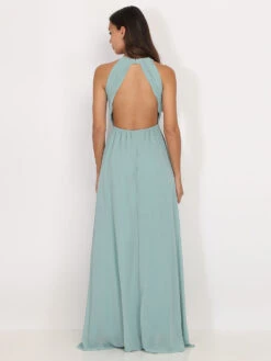 Robe Longue Drapée Dos Nu -Logic || Diamond || Zero Soldes Boutique T20 R1392 LTGRN 2