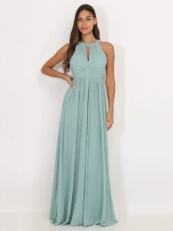 Robe Longue Drapée Dos Nu -Logic || Diamond || Zero Soldes Boutique T20 R1392 LTGRN 3