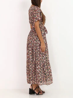 Robe Longue à Petites Fleurs Et Détails -Logic || Diamond || Zero Soldes Boutique T25 L26052 BLK 2