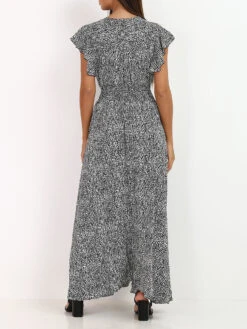 Robe Longue à Volants Et Motif Tâcheté -Logic || Diamond || Zero Soldes Boutique T31 P8262 2 BLK 2