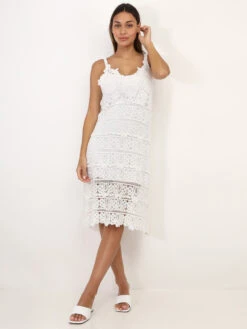 Robe Mi-longue En Crochet à Motif -Logic || Diamond || Zero Soldes Boutique U03 FMC1 89 WHT 3
