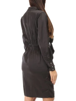 Robe Chemise Satinée à Nouer -Logic || Diamond || Zero Soldes Boutique U05 F734 BLK 2