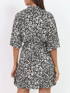 Robe Fluide à Motifs Fleuris 6 Robe Fluide à Motifs Fleuris -Logic || Diamond || Zero Soldes Boutique U16 0058 BLK 2