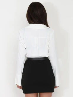 Robe Bi-matière Style Chemisier -Logic || Diamond || Zero Soldes Boutique U17 L53008 WHTBLK 2