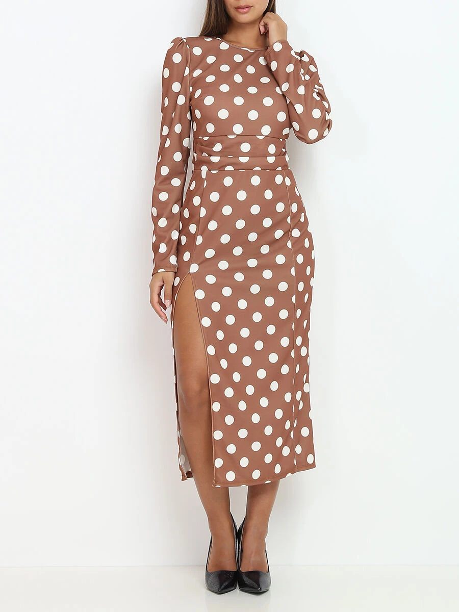 Robe Mi-longue à Pois Et Fente 3 Robe Mi-longue à Pois Et Fente