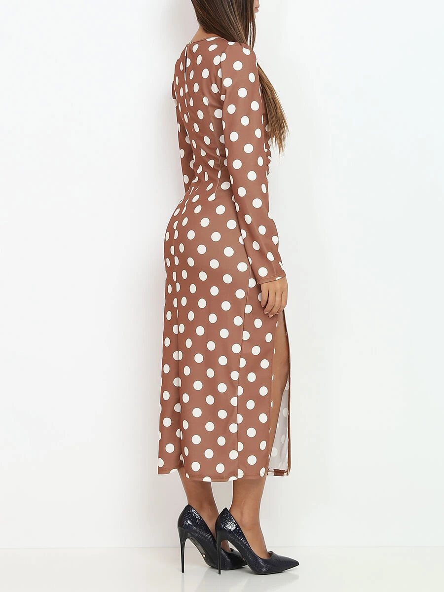 Robe Mi-longue à Pois Et Fente 4 Robe Mi-longue à Pois Et Fente – Image 2