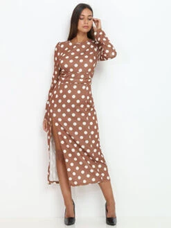 Robe Mi-longue à Pois Et Fente 7 Robe Mi-longue à Pois Et Fente -Logic || Diamond || Zero Soldes Boutique U34 Q51063 CML 3