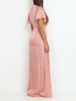 Robe Longue à Fente Et Boutons Décoratifs -Logic || Diamond || Zero Soldes Boutique V06 22711 PNK 3