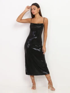 Robe Mi-longue Lamée -Logic || Diamond || Zero Soldes Boutique V07 20606 BLK 3