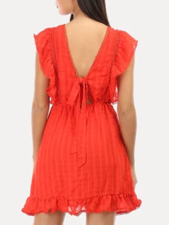 Robe à Volants Et à Noeud Dans Le Dos -Logic || Diamond || Zero Soldes Boutique V10 3523 RED 2