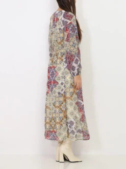 Robe Longue Et à Motif Ethnique -Logic || Diamond || Zero Soldes Boutique V10 3807 GRN 2