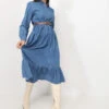 Robe Mi-longue Effet Denim Avec Ceinture 2 Robe Mi-longue Effet Denim Avec Ceinture -Logic || Diamond || Zero Soldes Boutique V12 8134 BLU 1
